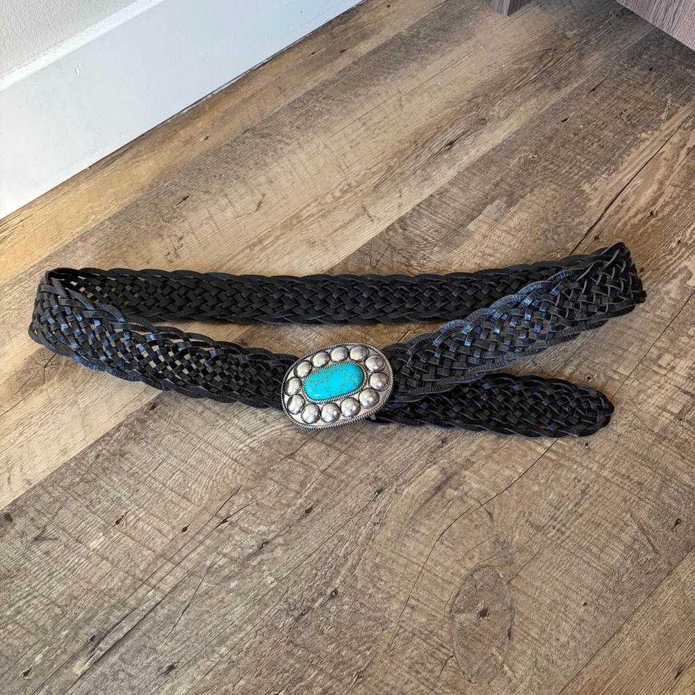 MNG Tropez Leather Woven Belt - Picture 14 of 15
